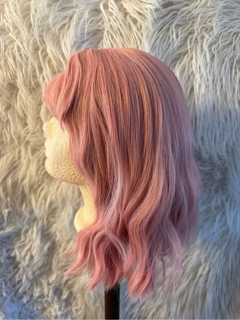 Soft Pink Wavy Women's Wig